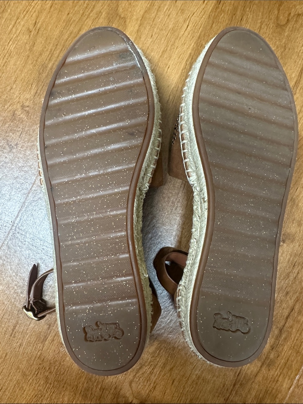 Coach Brown Leather Floral Espadrilles with Ankle Strap - Picture 8 of 8